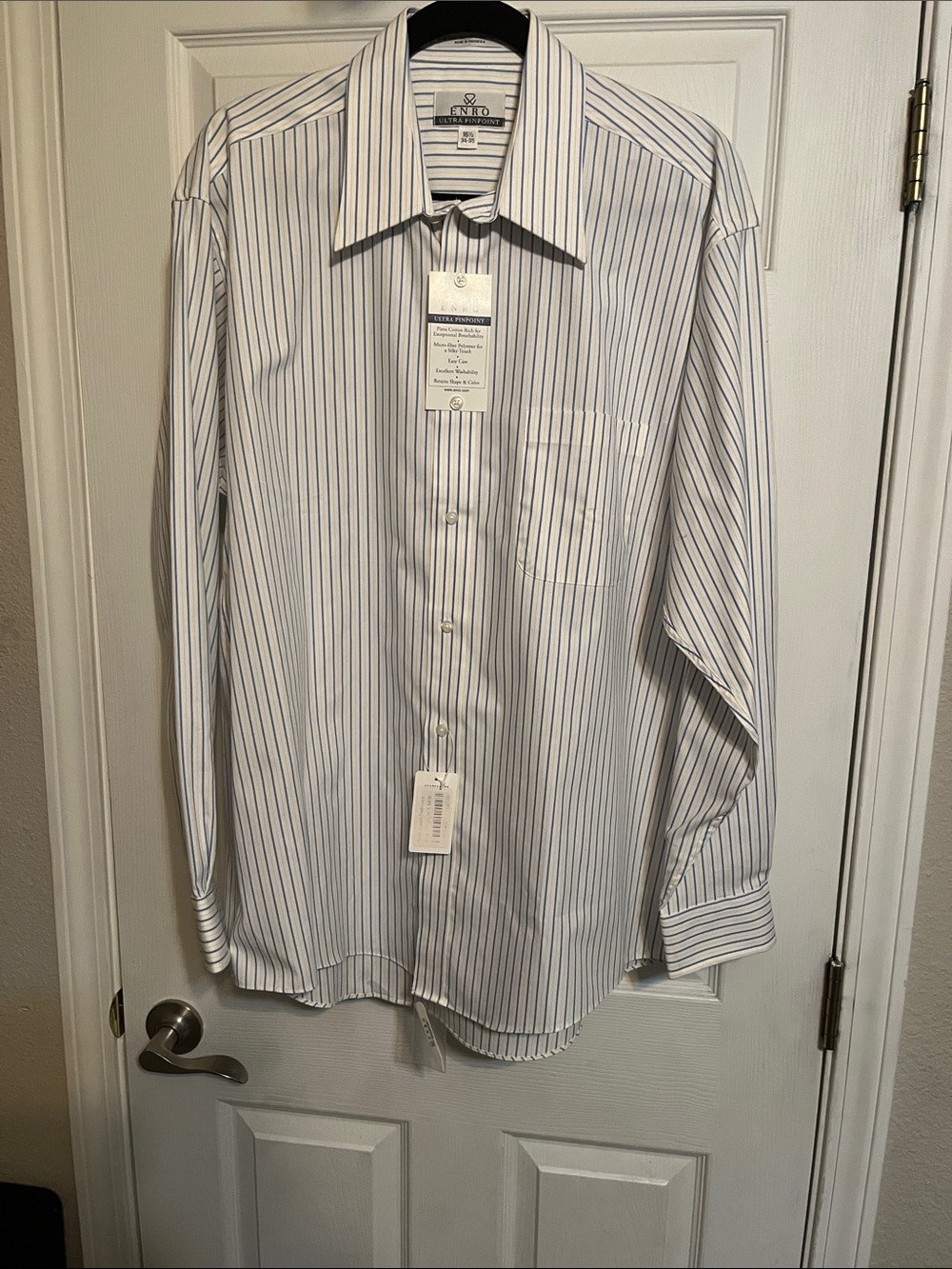 Men's Striped Dress Shirt - Blue on White